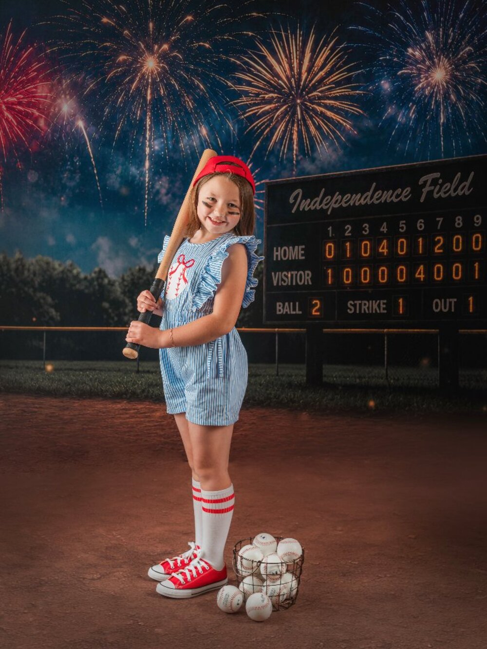 Marie Nicole Clothing Pinstripe Baseball Romper, size 8 XXL